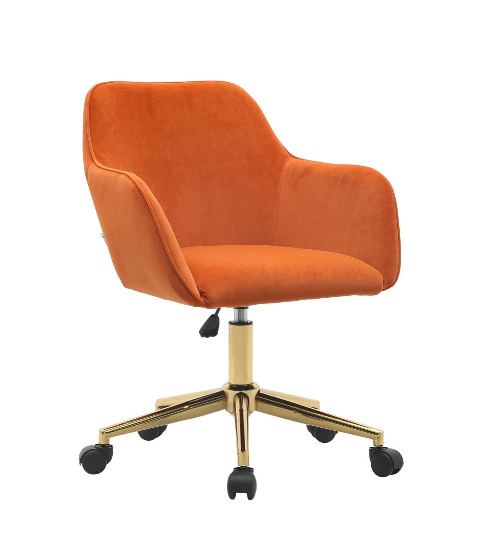 Modern Velvet Fabric Material Adjustable Height 360 revolving Home Office Chair Orange