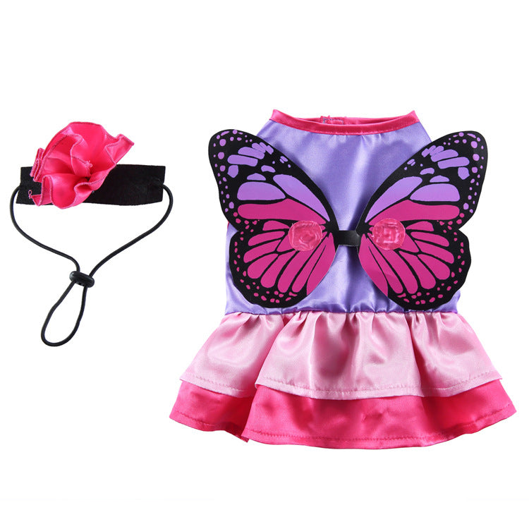 Suministros para mascotas Ropa para perros Vestido de Navidad Ropa de Halloween para mascotas Falda de hada de mariposa linda y divertida (alas desmontables) 