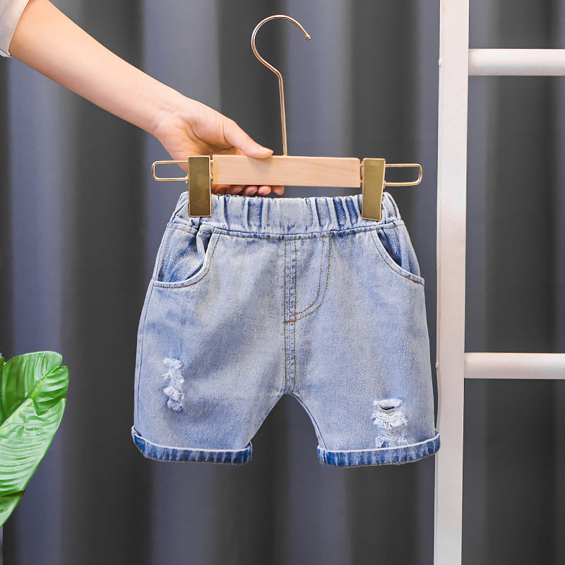 Boys And Girls Baby Denim Elastic Shorts