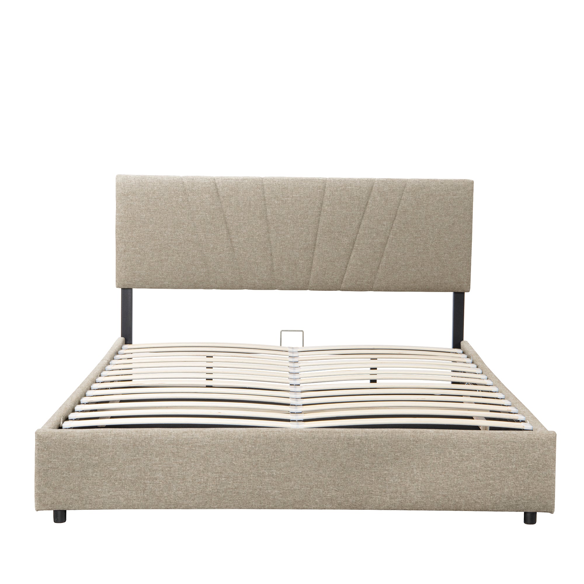 Full Upholstered Platform Bed with Lifting Storage Full Size Bed Frame with Storage and Tufted Headboard