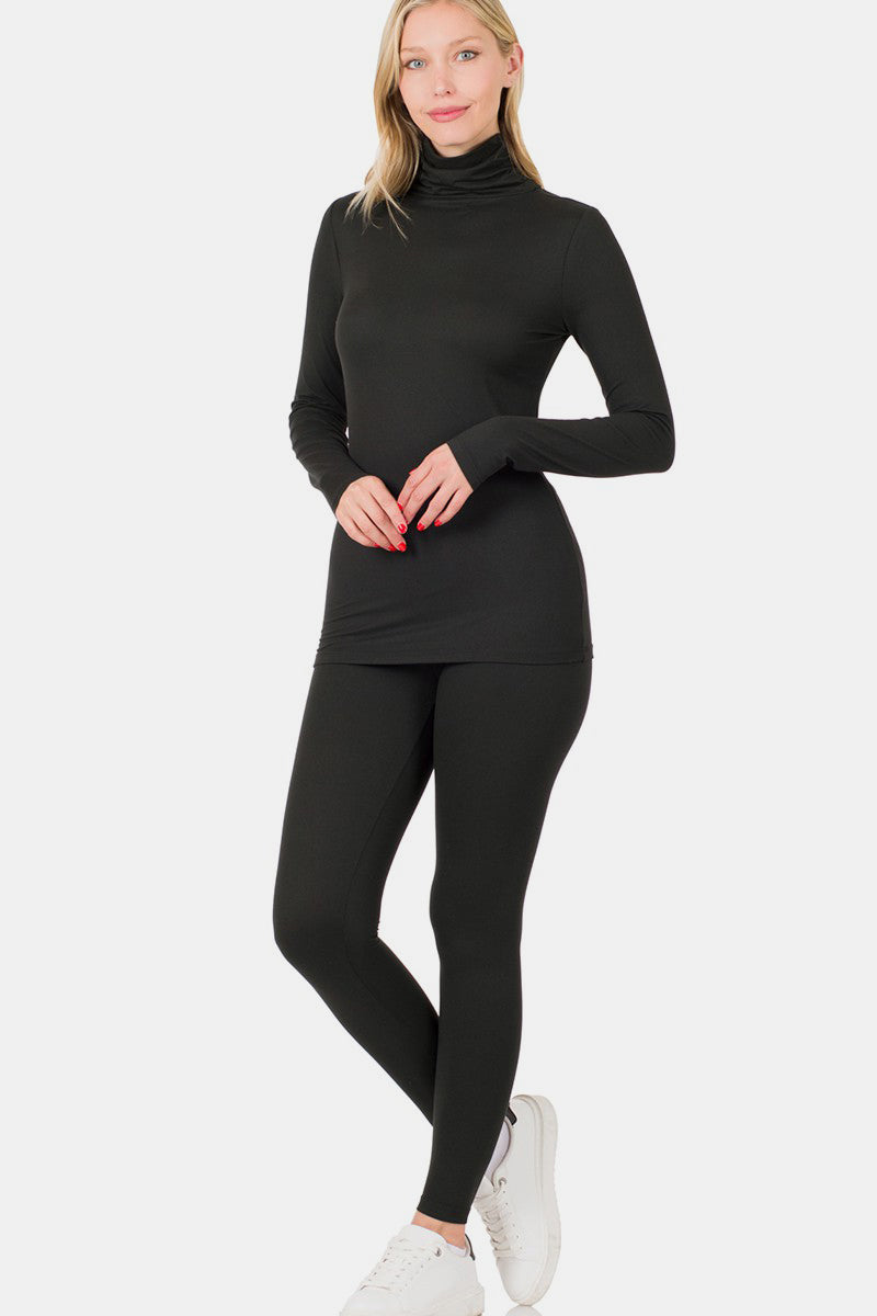 Ensemble de détente Zenana avec haut à col roulé et leggings taille réelle