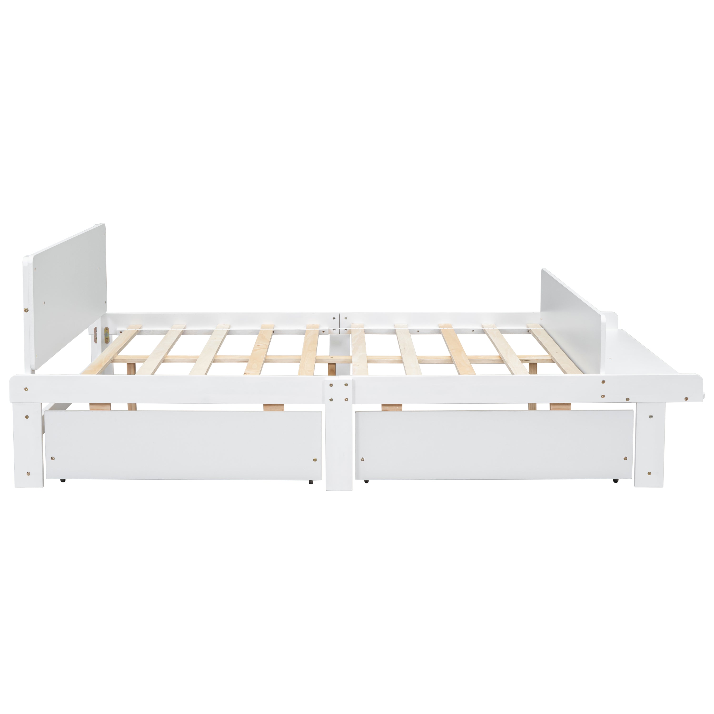 Full Bed with Footboard Bench 2 drawers White