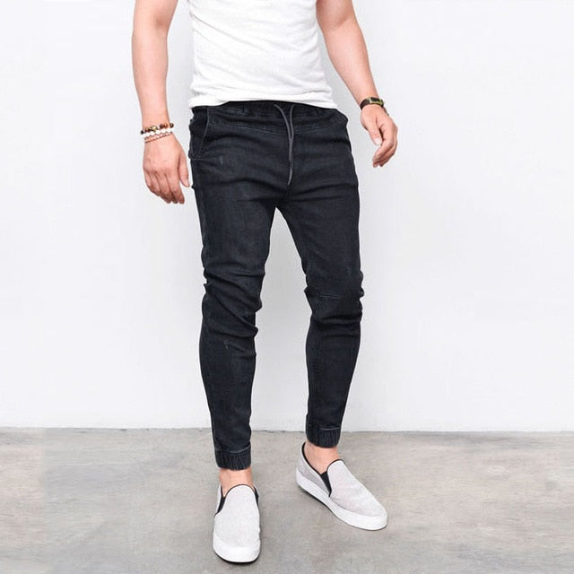 Pantalones vaqueros harén de moda para hombre de la marca Envmenst, pantalones vaqueros brillantes con los pies lavados, ropa deportiva de hip hop, pantalones de jogging con cintura elástica