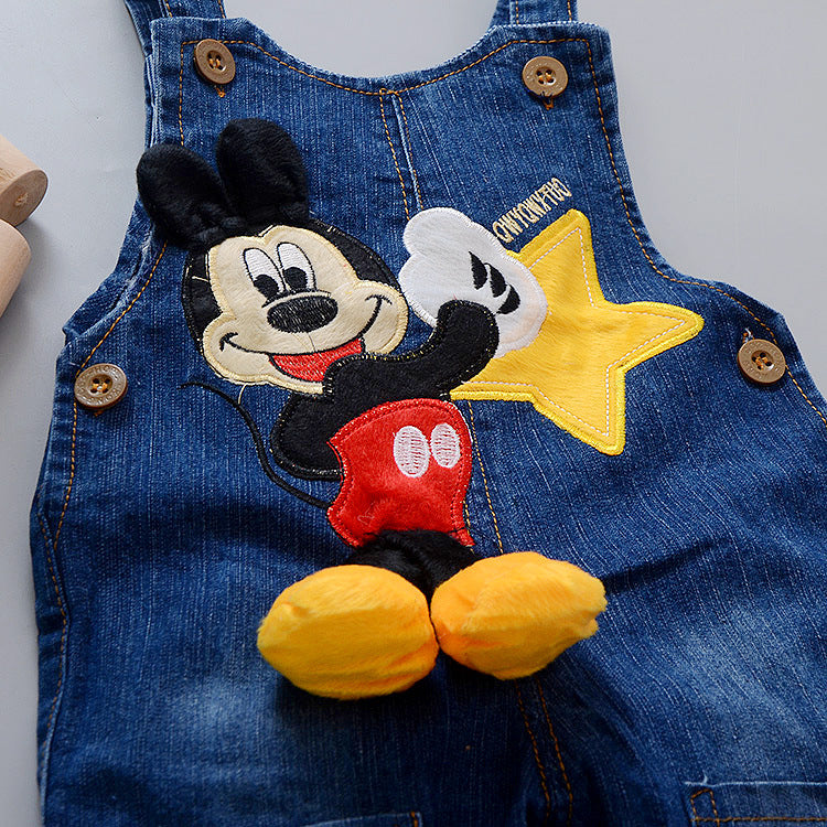 Cartoon Baby Boy Clothes Denim Pants Elastic Waist Trousers Children's Jeans