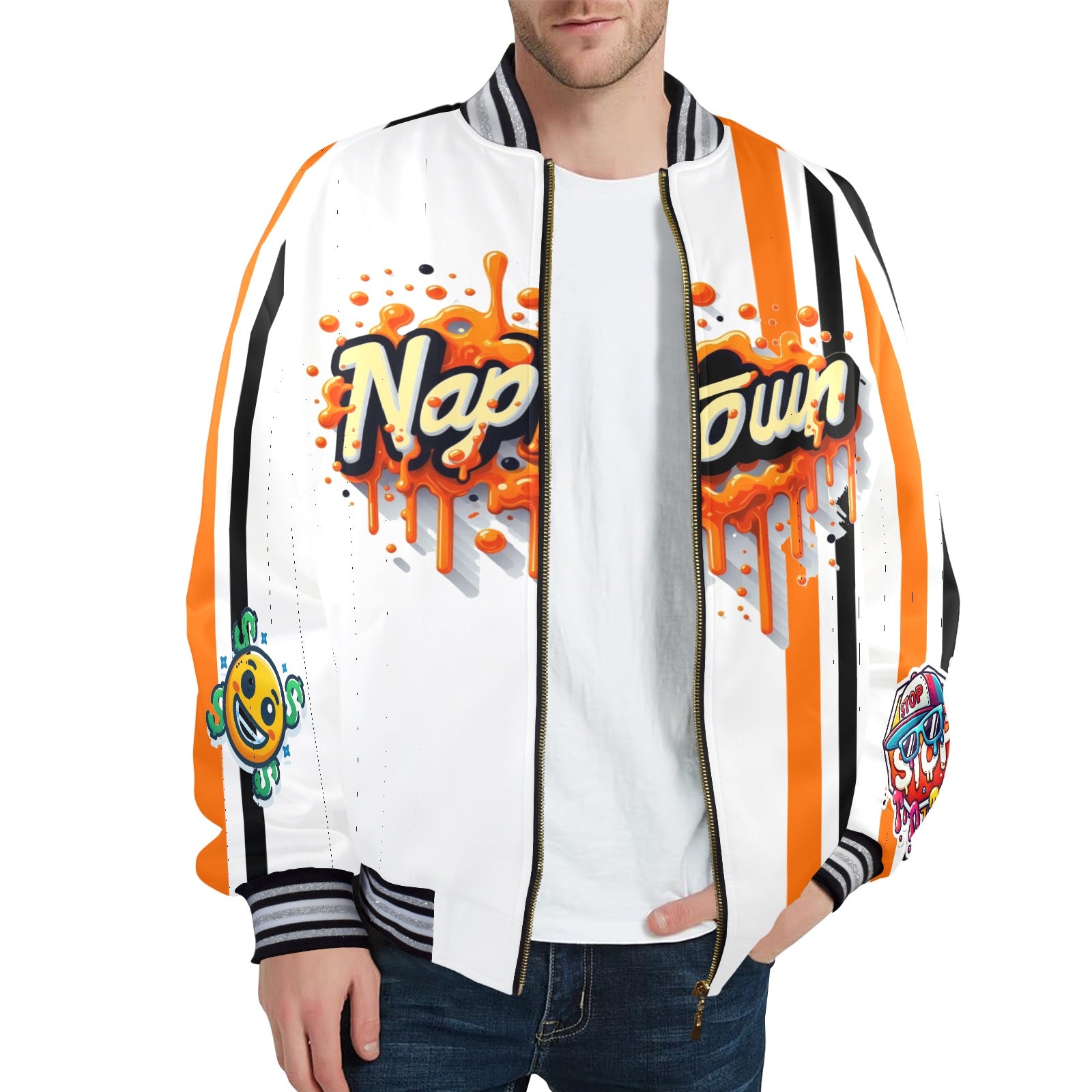 Naptown Men's Striped Trim Bomber Jacket