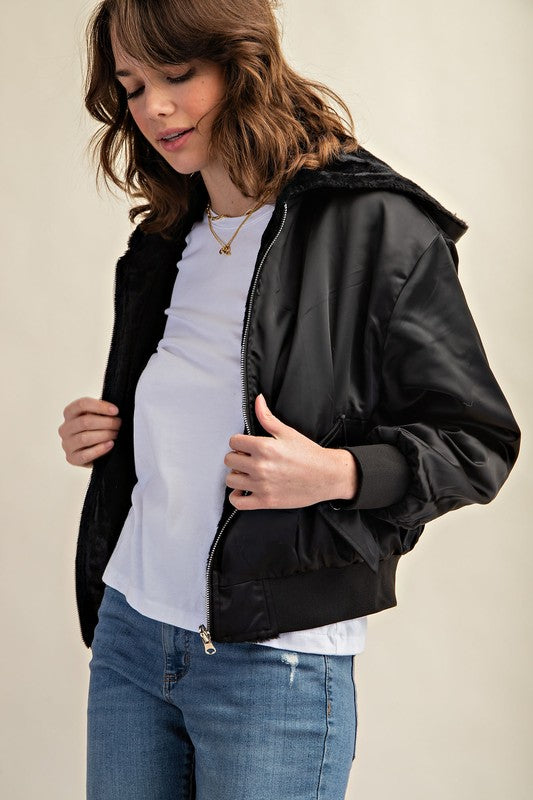 CHAQUETA BOMBER REVERSIBLE CON FORRO DE PELO PARA TODO CLIMA