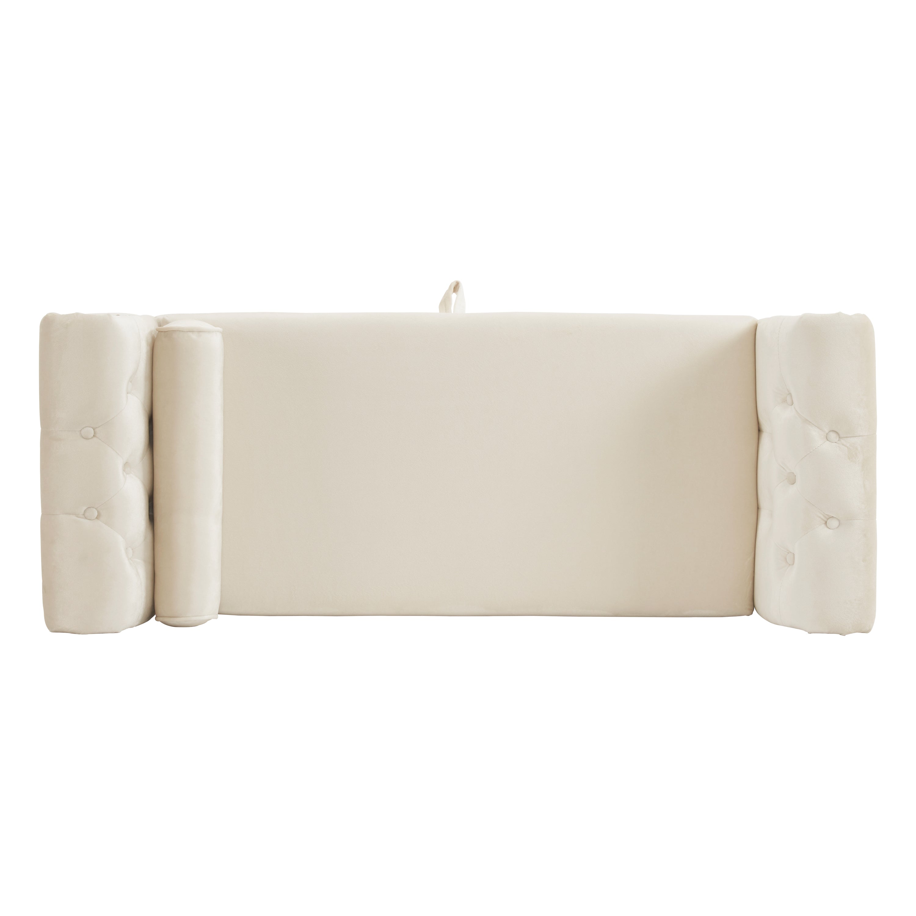 Beige Velvet Multifunctional Storage Rectangular Ottoman Bench with Pillow