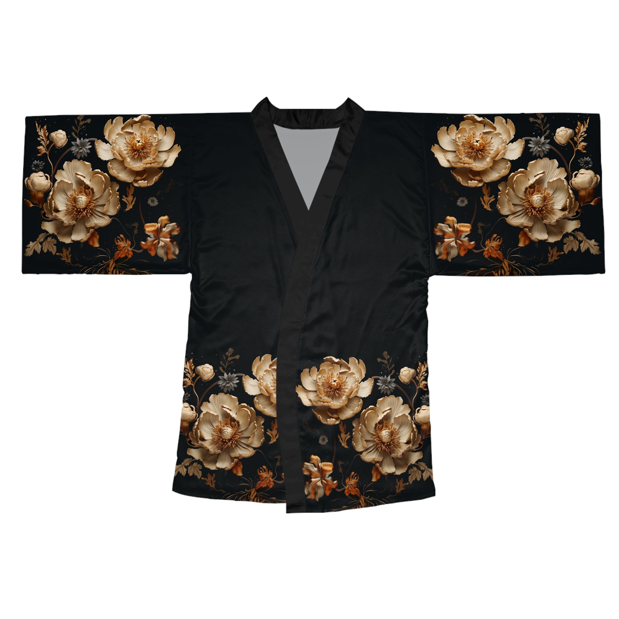 Shimmering in Gold Long Sleeve Kimono Robe