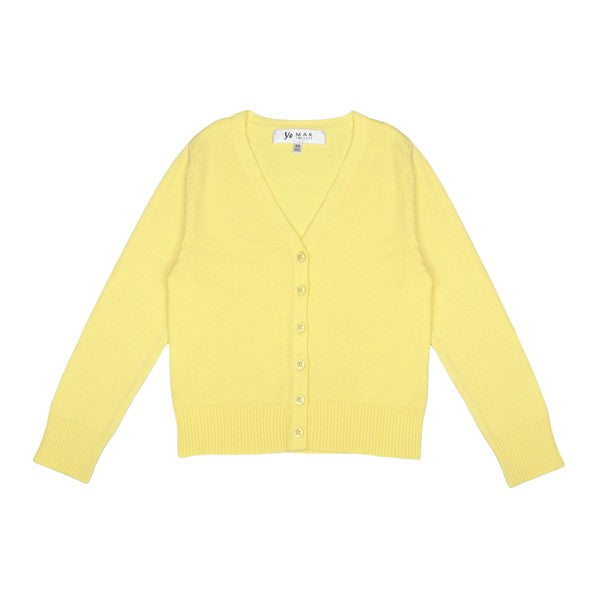 Cardigan à manches longues et col en V pour fille