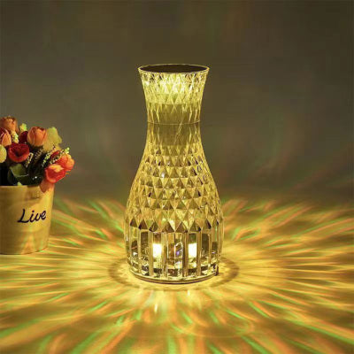 LED Creative Vase Crystal Lamp Bedroom Romantic Bedside Lamp Diamond Lamp Atmosphere Charging Petal Small Nightlight