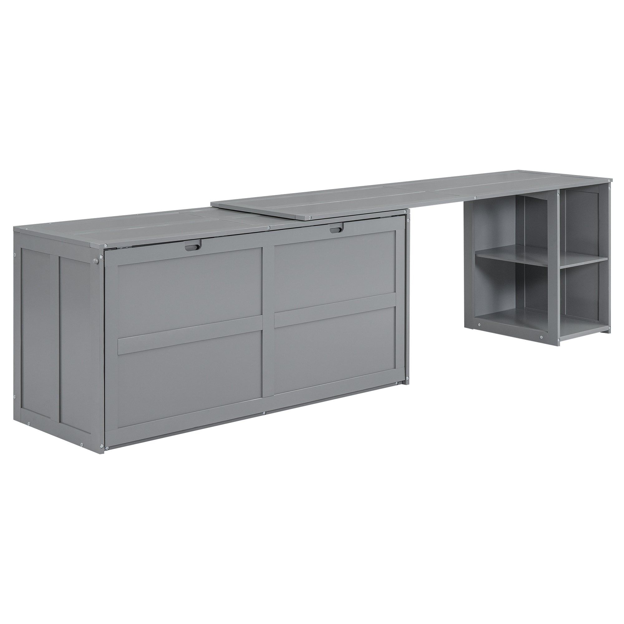 Queen Size Murphy Bed with Rotable Desk  Gray