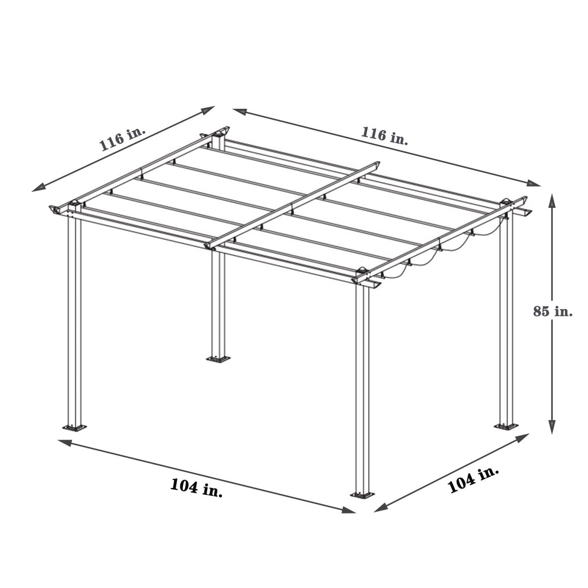 10x10 Ft Outdoor Patio Retractable Pergola With Canopy - Qreatrz Fashion and Design LLC