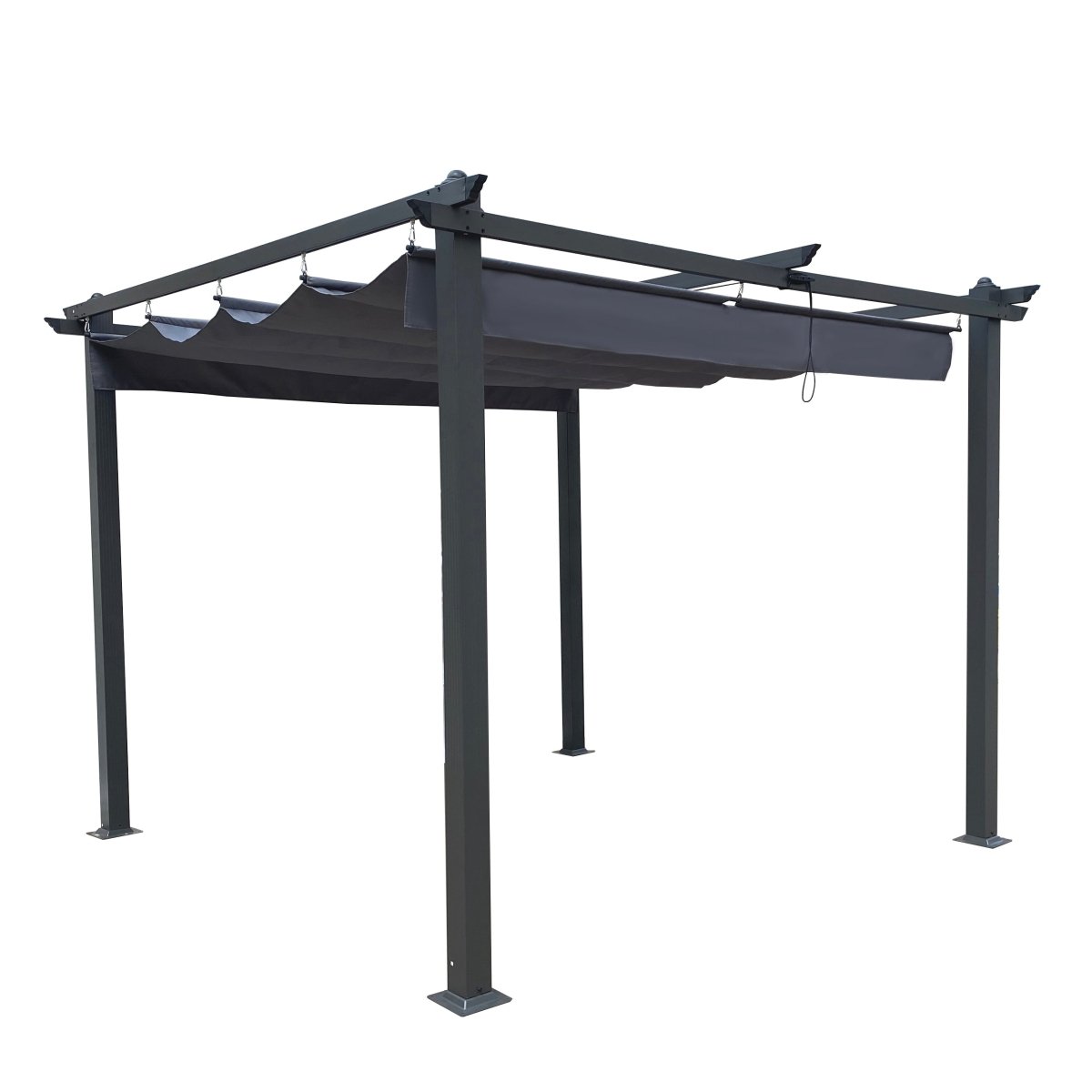 10x10 Ft Outdoor Patio Retractable Pergola With Canopy - Qreatrz Fashion and Design LLC