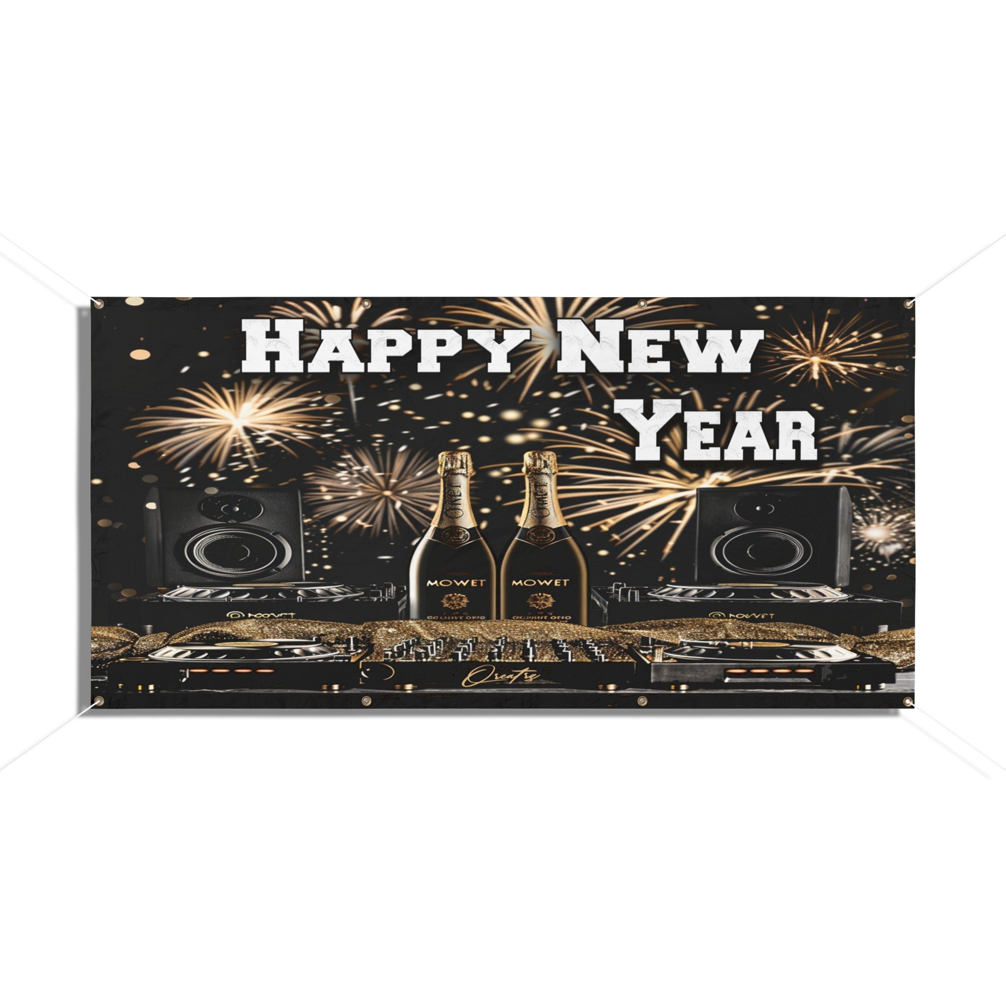 Qreatrz Happy New Year Vinyl Banner