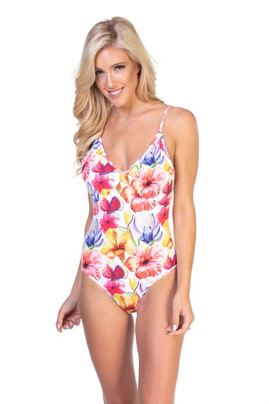 MAILLOT DE BAIN UNE PIÈCE À FLEURS LUMINEUX