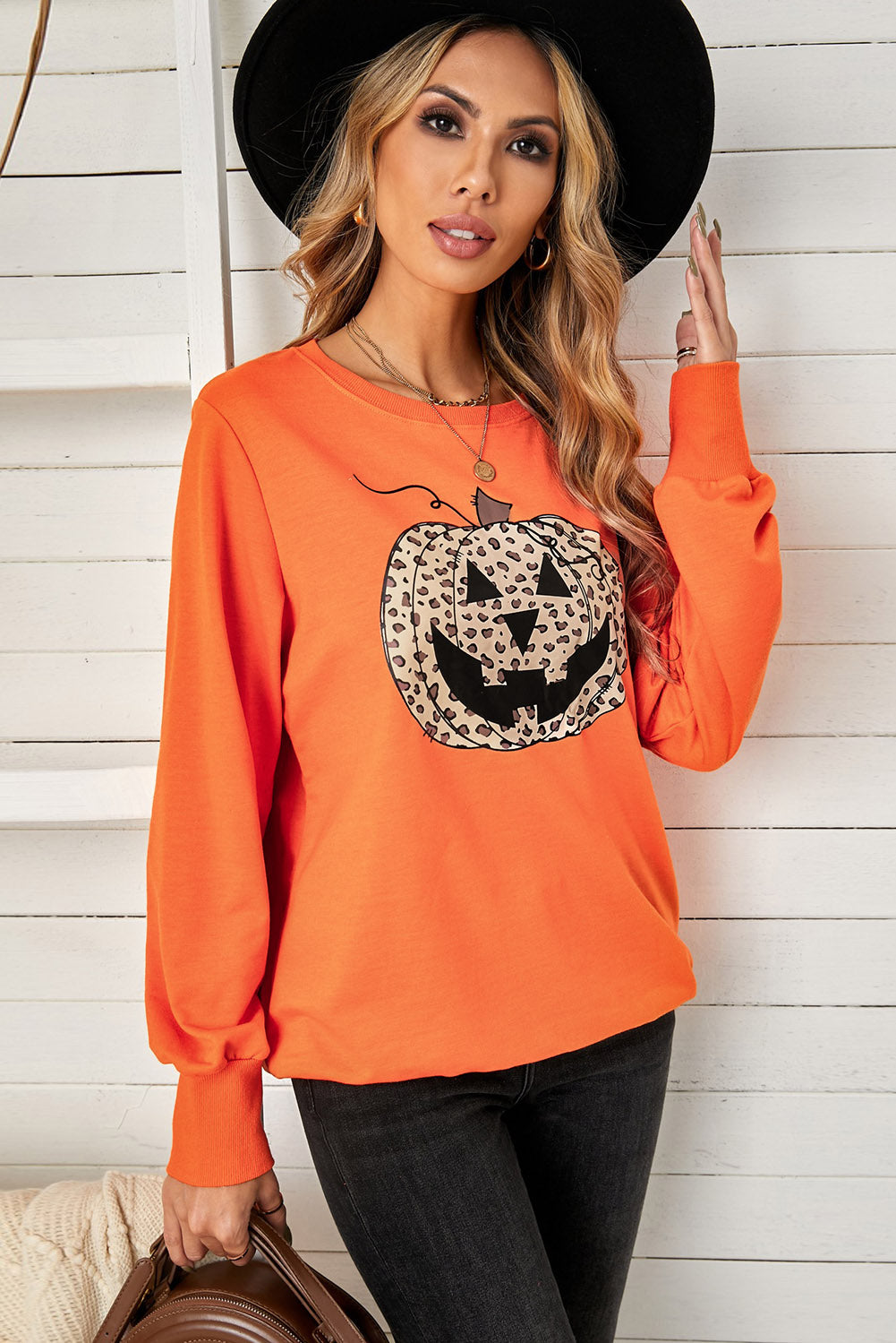 Sudadera con estampado de leopardo de Jack-O-Lantern