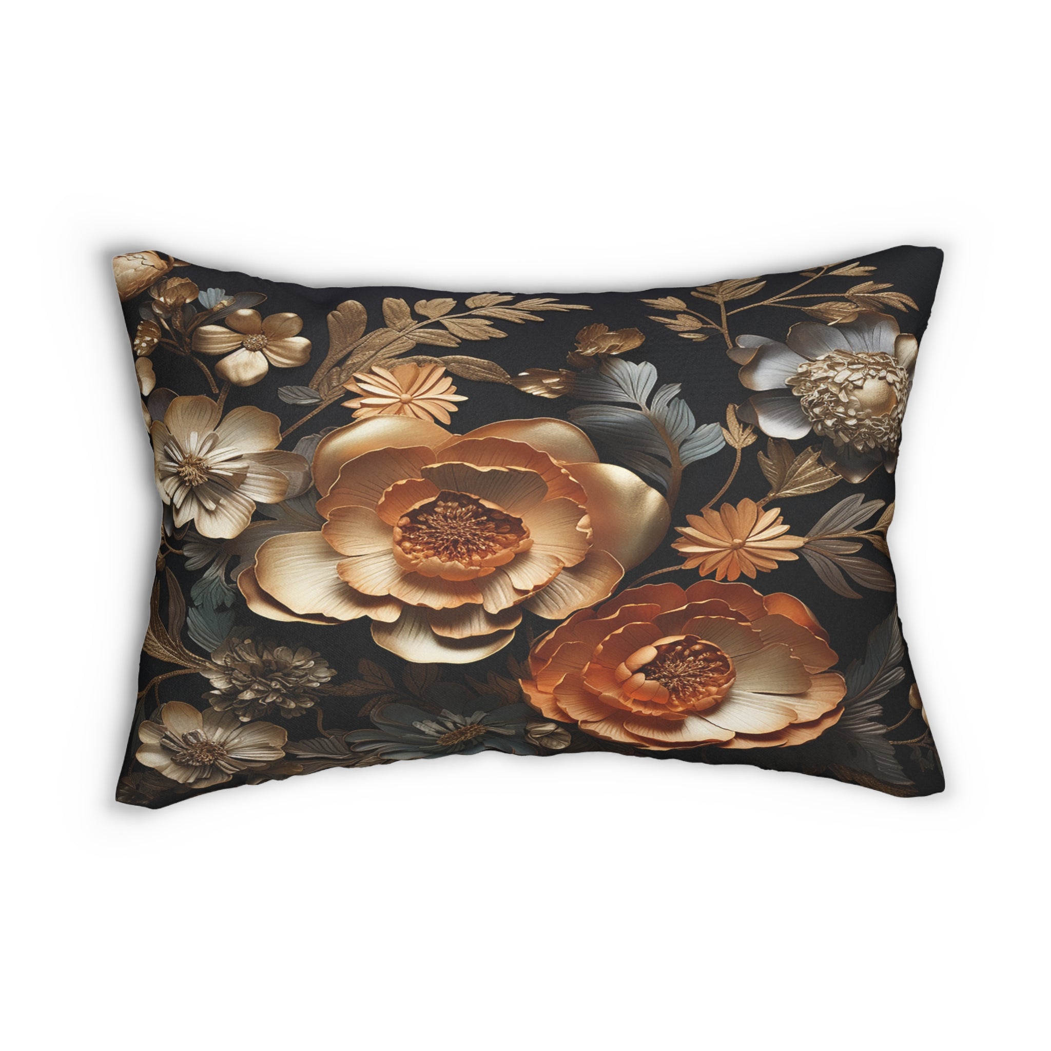 Shimmering in Gold Spun Polyester Lumbar Pillow