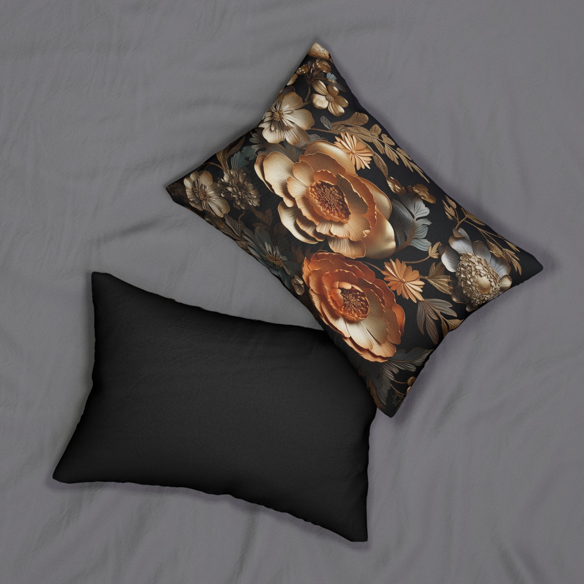 Shimmering in Gold Spun Polyester Lumbar Pillow