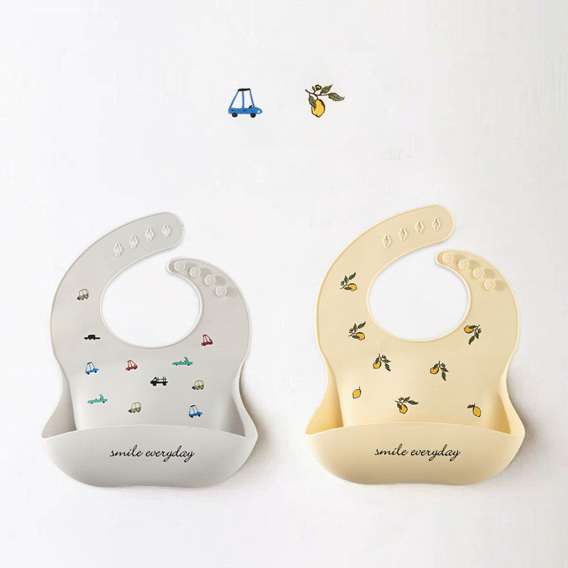 Bavoir en silicone pour bébé Smile Everyday avec poche pour nourriture