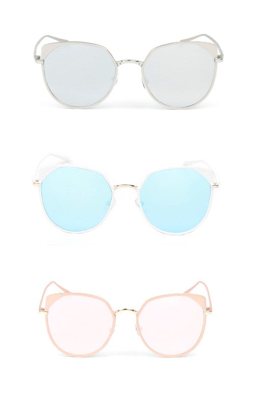 Gafas de sol de moda con forma de ojo de gato y redondas para mujer