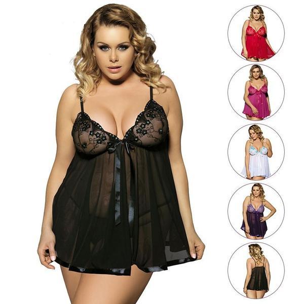 Lingerie sexy pour femmes Big Code 6XL Vêtements de nuit Robe de nuit