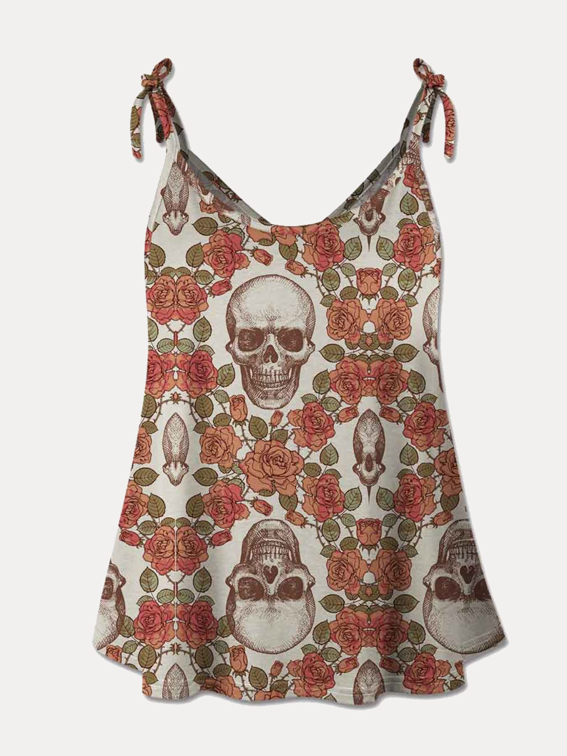 Camisole à col rond et épaules nouées avec tête de mort FAM-FAM