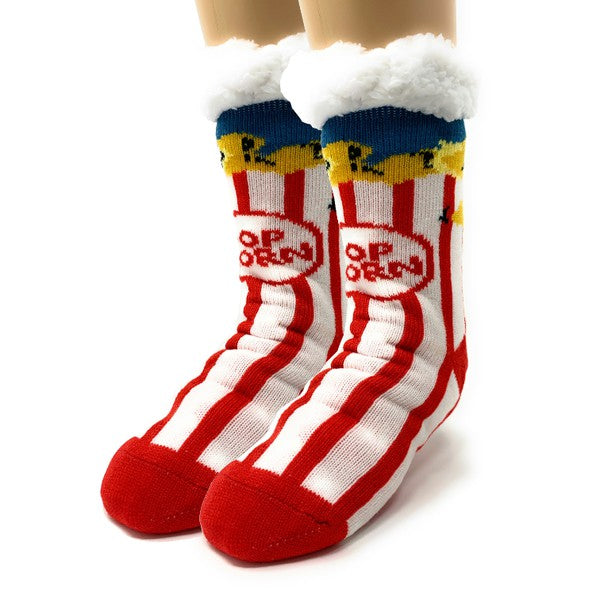 Chaussons-chaussettes en sherpa pour enfants - Box o' Popcorn