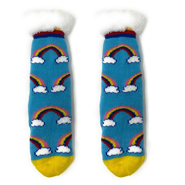 Chaussons-chaussettes en sherpa pour enfants - Happy Days