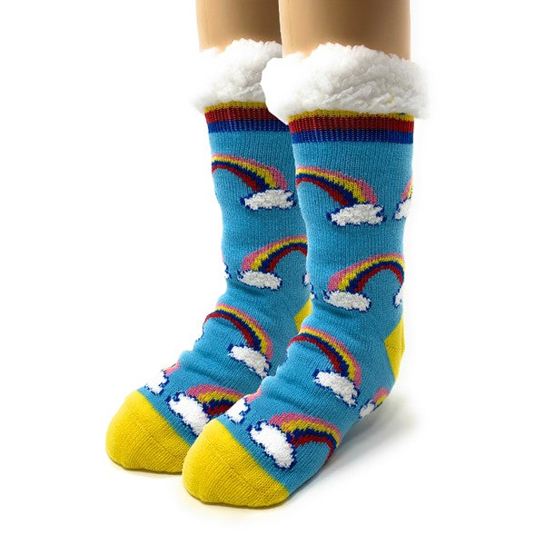 Chaussons-chaussettes en sherpa pour enfants - Happy Days