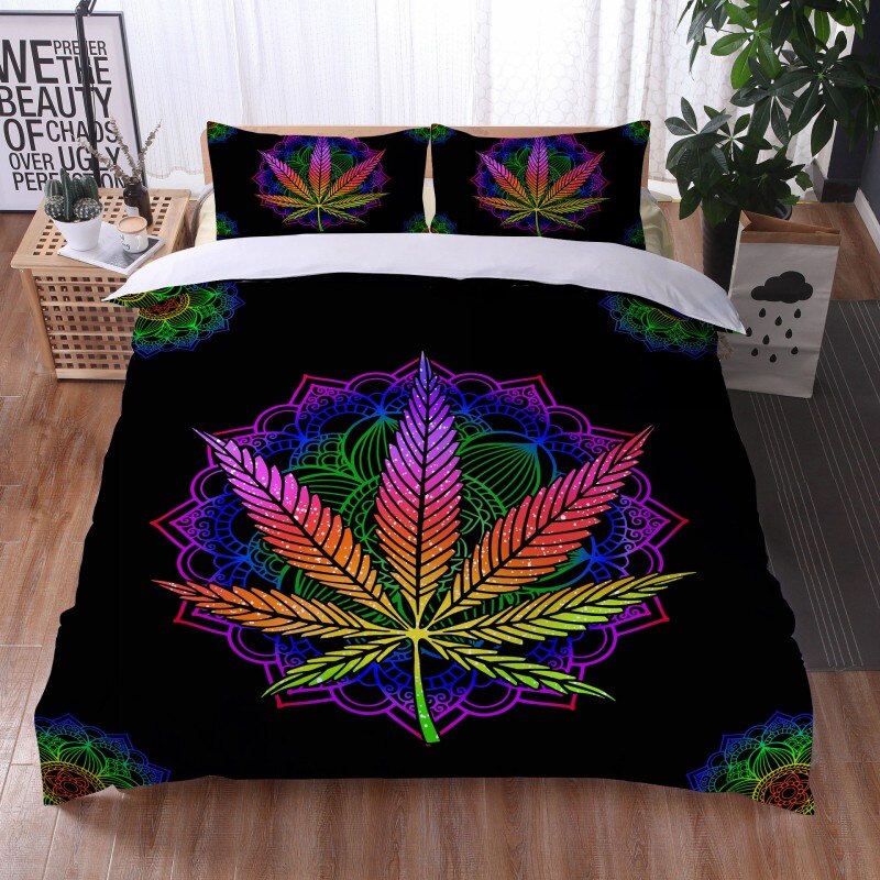 Fashionable 3 Pieces Bohemian Style Bedding Set Large Mandala Feather Printed Duvet Cover With Pillowcase Not Included Sheets