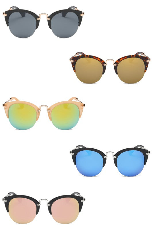 Gafas de sol de moda con forma de ojo de gato y redondas para mujer