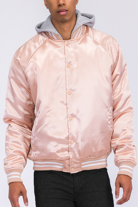 CHAQUETA BOMBER UNIVERSITARIA DE SATÉN