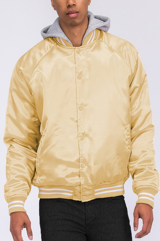 CHAQUETA BOMBER UNIVERSITARIA DE SATÉN