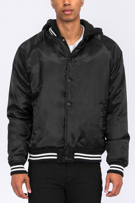 VESTE BOMBER VARSITY EN SATIN