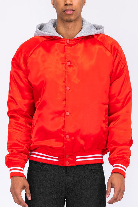 CHAQUETA BOMBER UNIVERSITARIA DE SATÉN