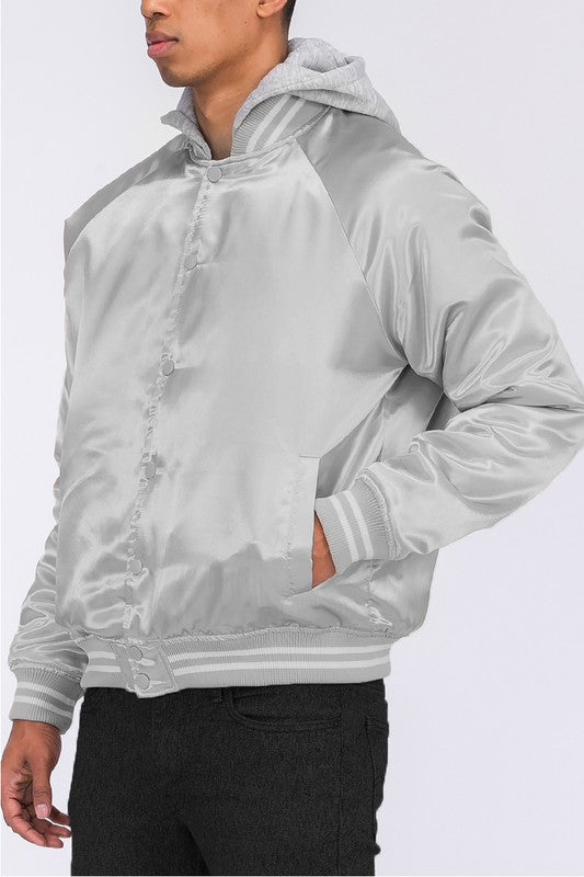 CHAQUETA BOMBER UNIVERSITARIA DE SATÉN