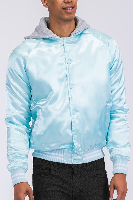 CHAQUETA BOMBER UNIVERSITARIA DE SATÉN