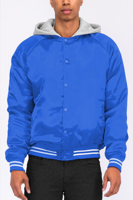 CHAQUETA BOMBER UNIVERSITARIA DE SATÉN