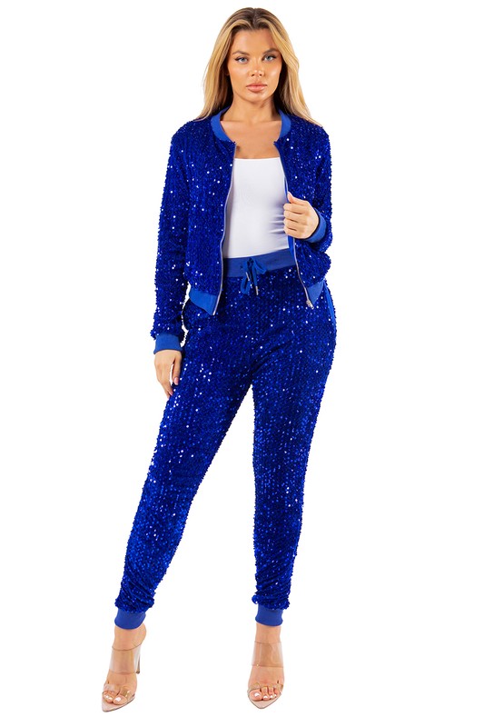 ENSEMBLE PANTALON DEUX PIÈCES SEXY À PAILLETTES