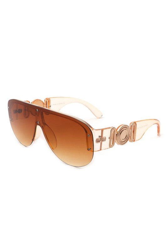 Half Frame Retro Oversize Aviator Sunglasses