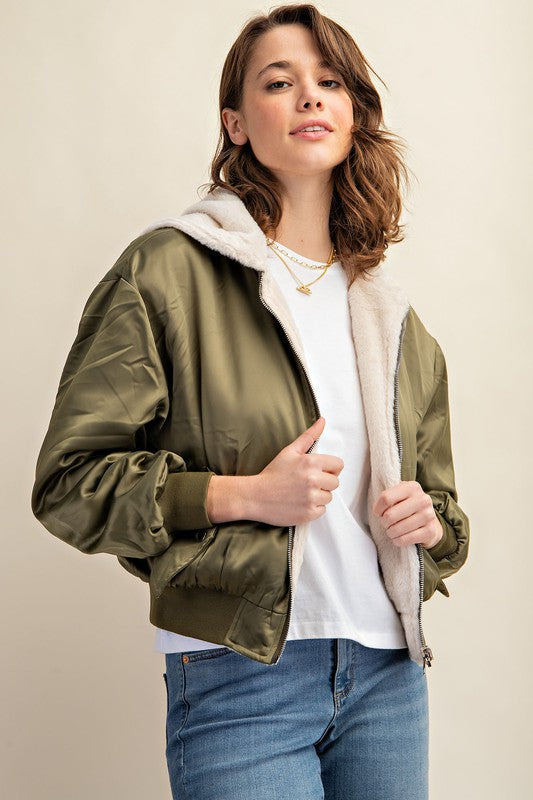 BLOUSON BOMBER RÉVERSIBLE TOUTES SAISONS DOUBLÉ DE FOURRURE