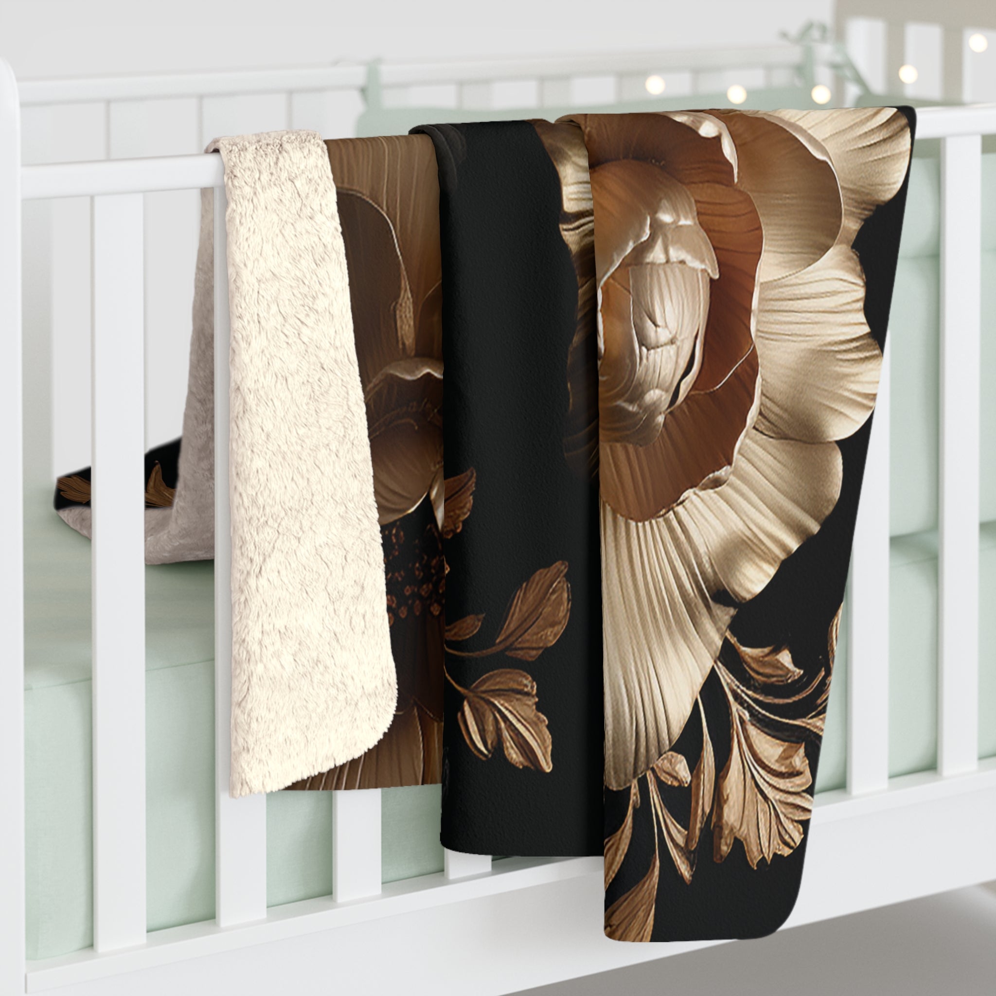 Shimmering in Gold Sherpa Fleece Blanket