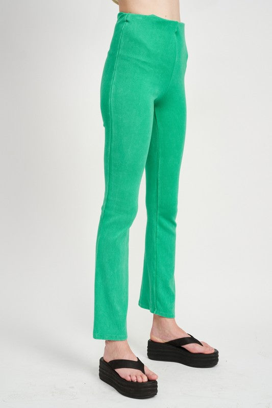 HIGH WAIST RIB FLARED PANTS