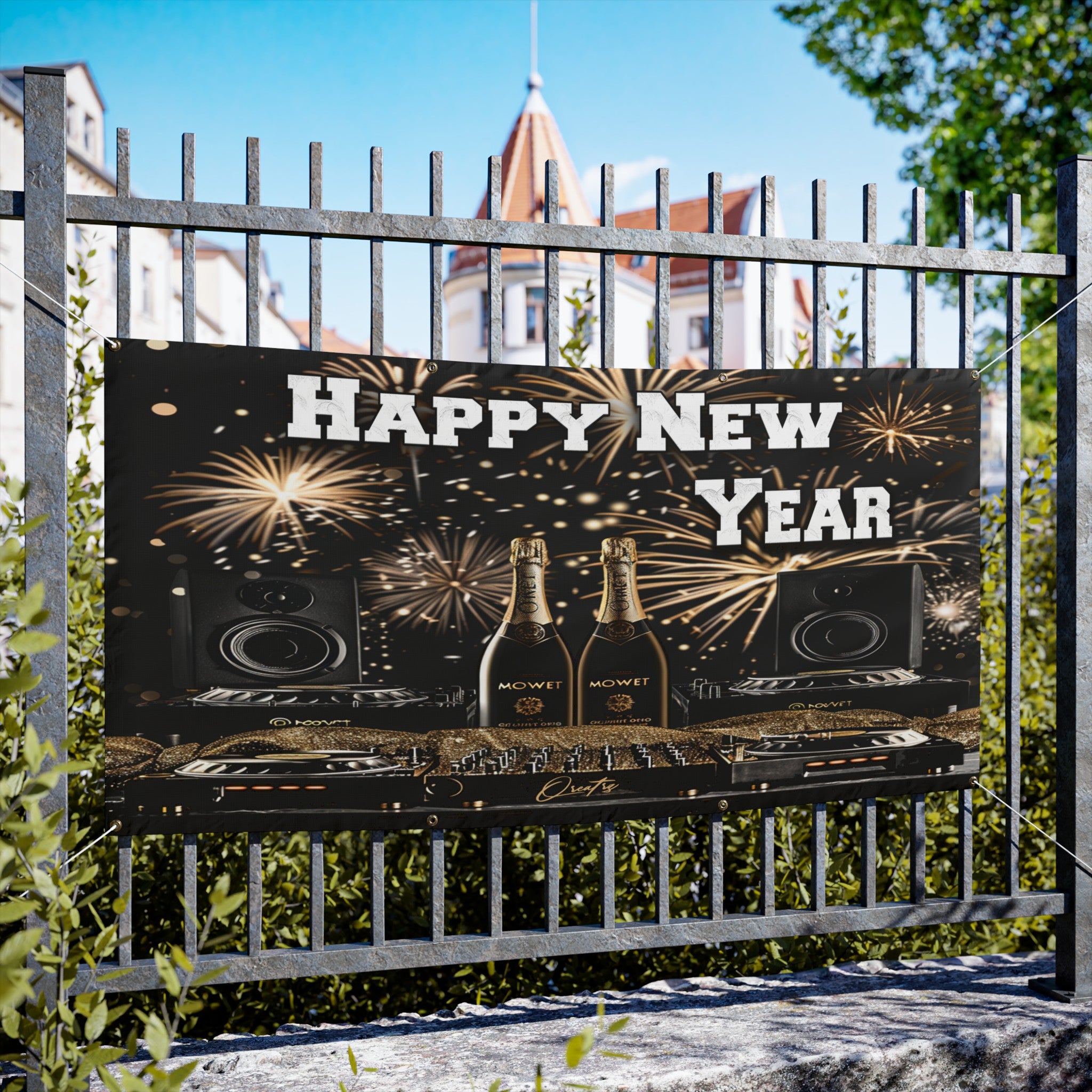 Qreatrz Happy New Year Vinyl Banner