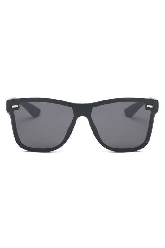 Gafas de sol unisex rectangulares con espejo y parte superior plana