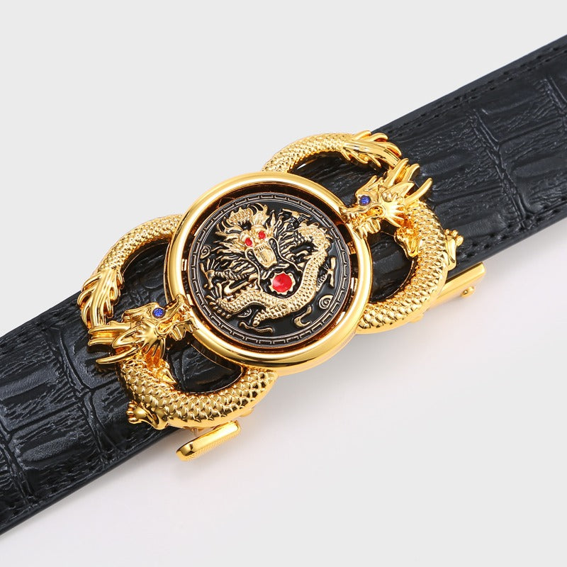 Year of the Loong automatic belt buckle leather belt