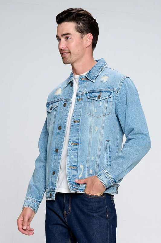 Veste en jean pour homme avec effet usé