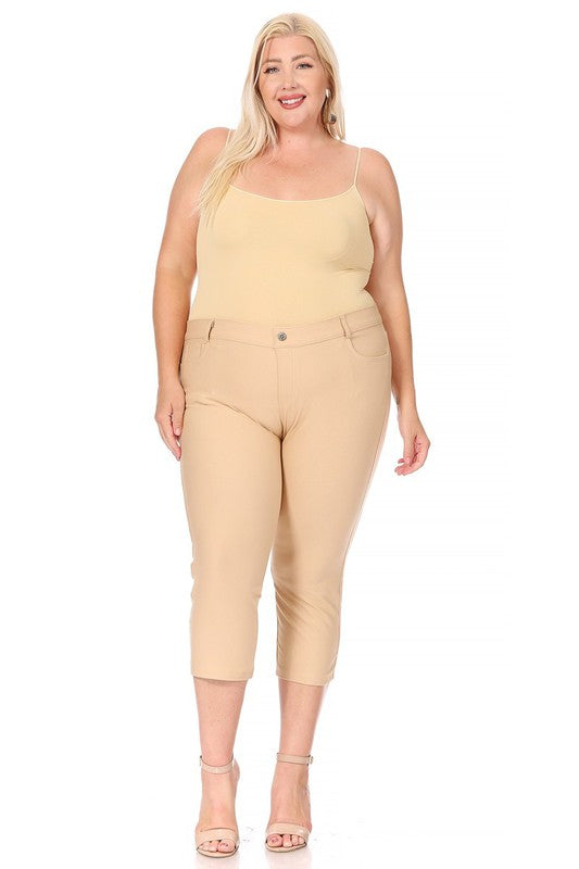 Plus size, stretchy, pull up, capri jeggings