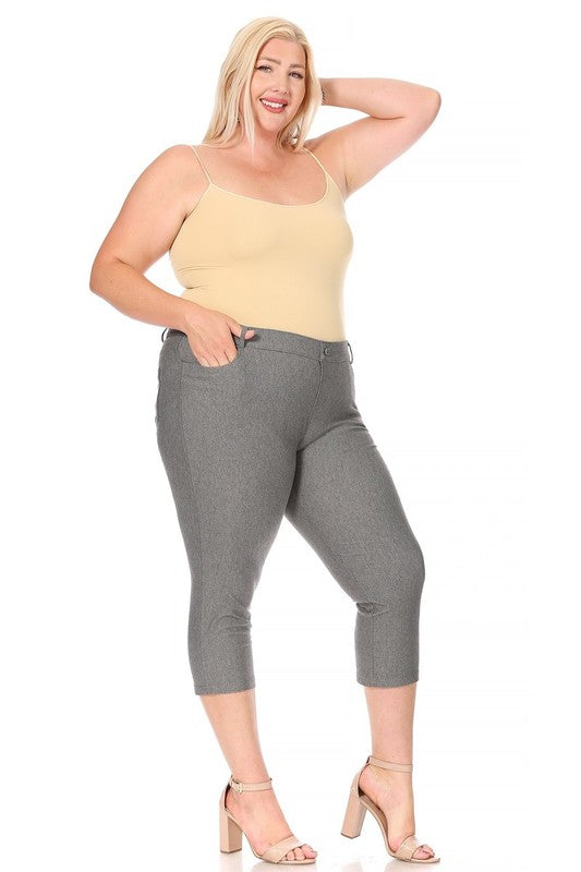 Plus size, stretchy, pull up, capri jeggings