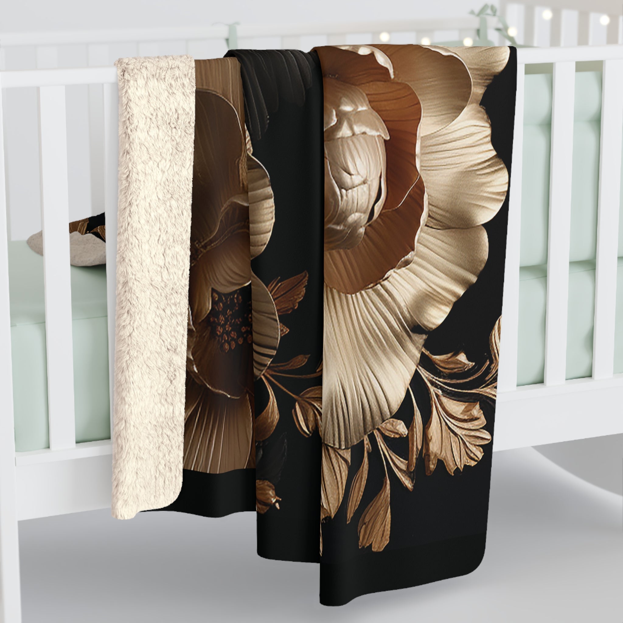 Shimmering in Gold Sherpa Fleece Blanket